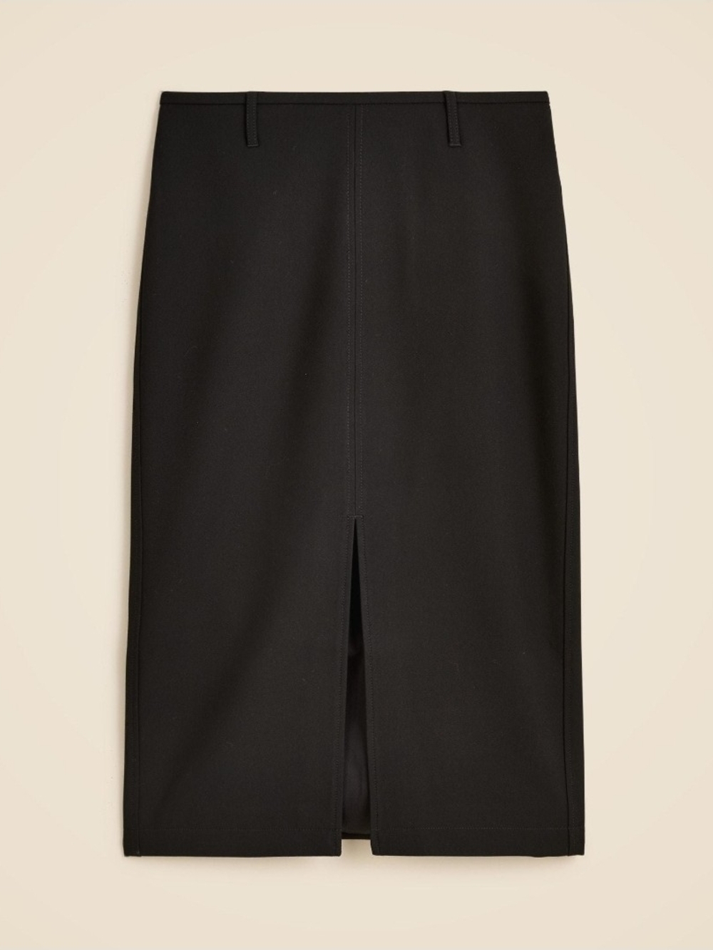 J. Crew Black Mid-Length Pencil Skirt with Center Front Slit